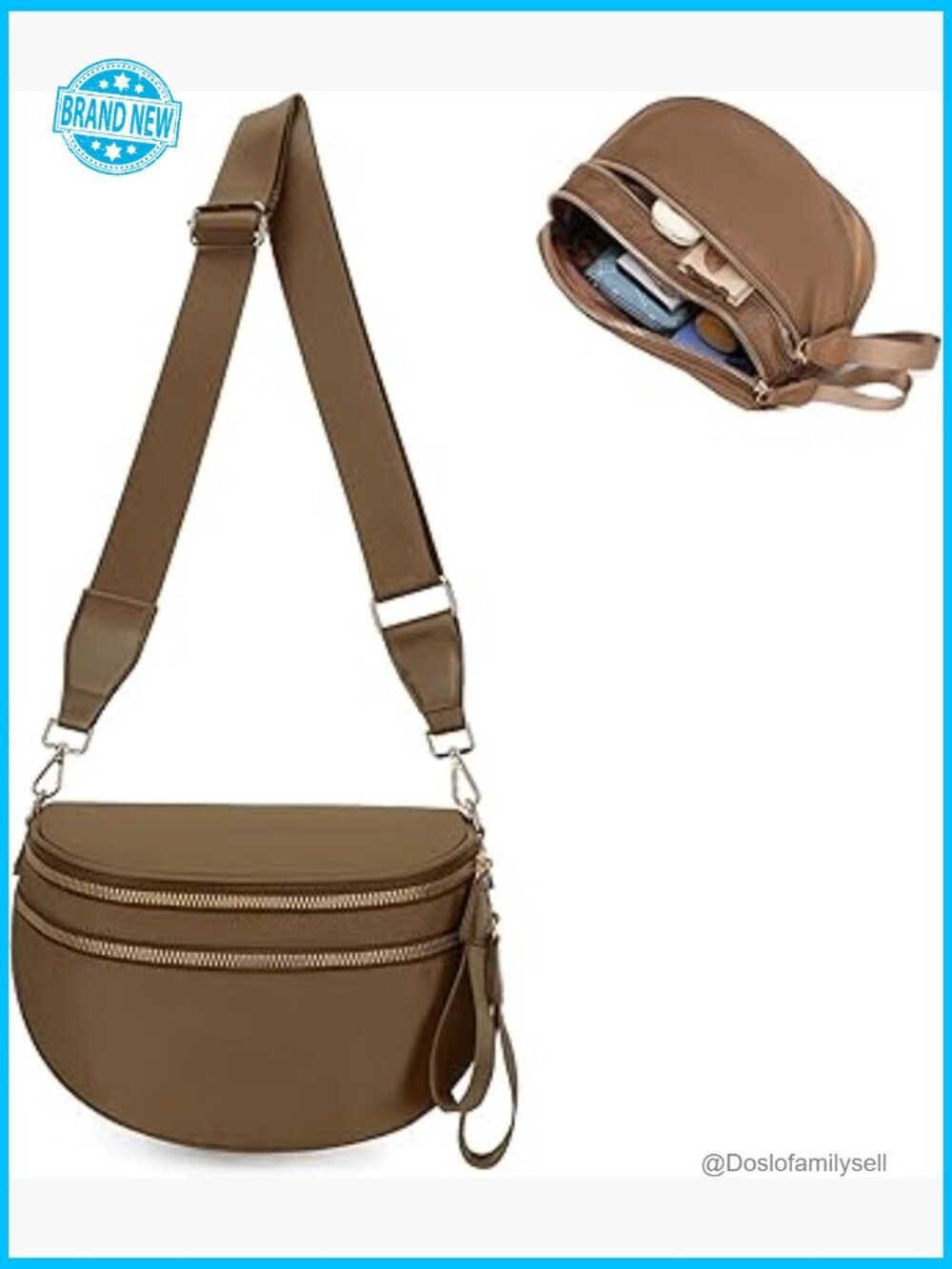 Nylon Checkered Crossbody Sling Bag with Adjustable Strap Large Capacity